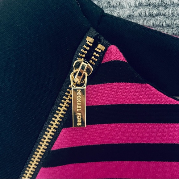 MICHAEL Michael Kors Womens Dress Size 6 Sheath Purple Black Striped Gold Zipper - Picture 8 of 11